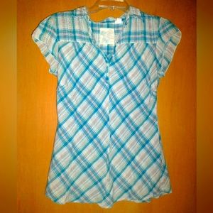 Girl Krazy Blue and White Shirt Size Medium